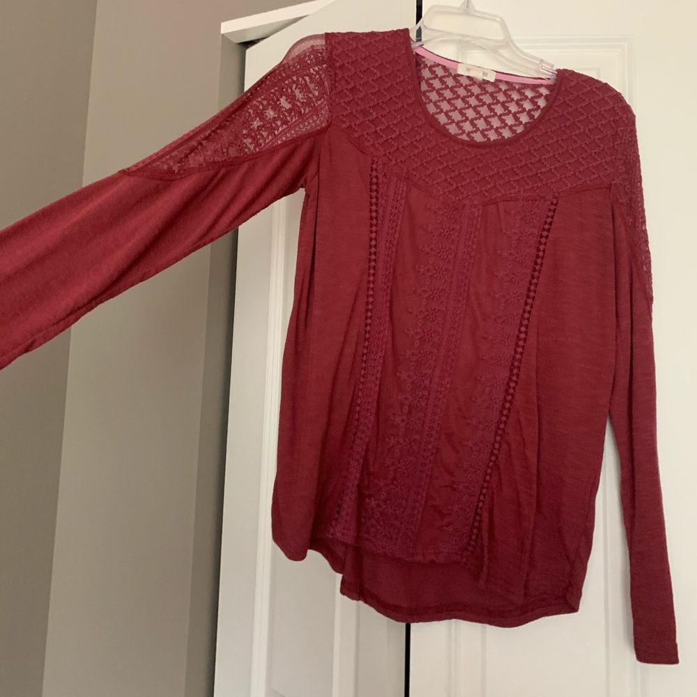 pink long sleeve shirt